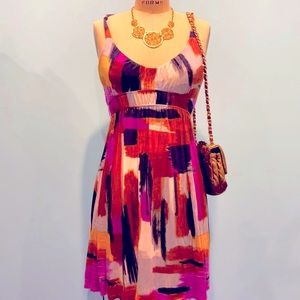 Boho chic abstract print mini dress